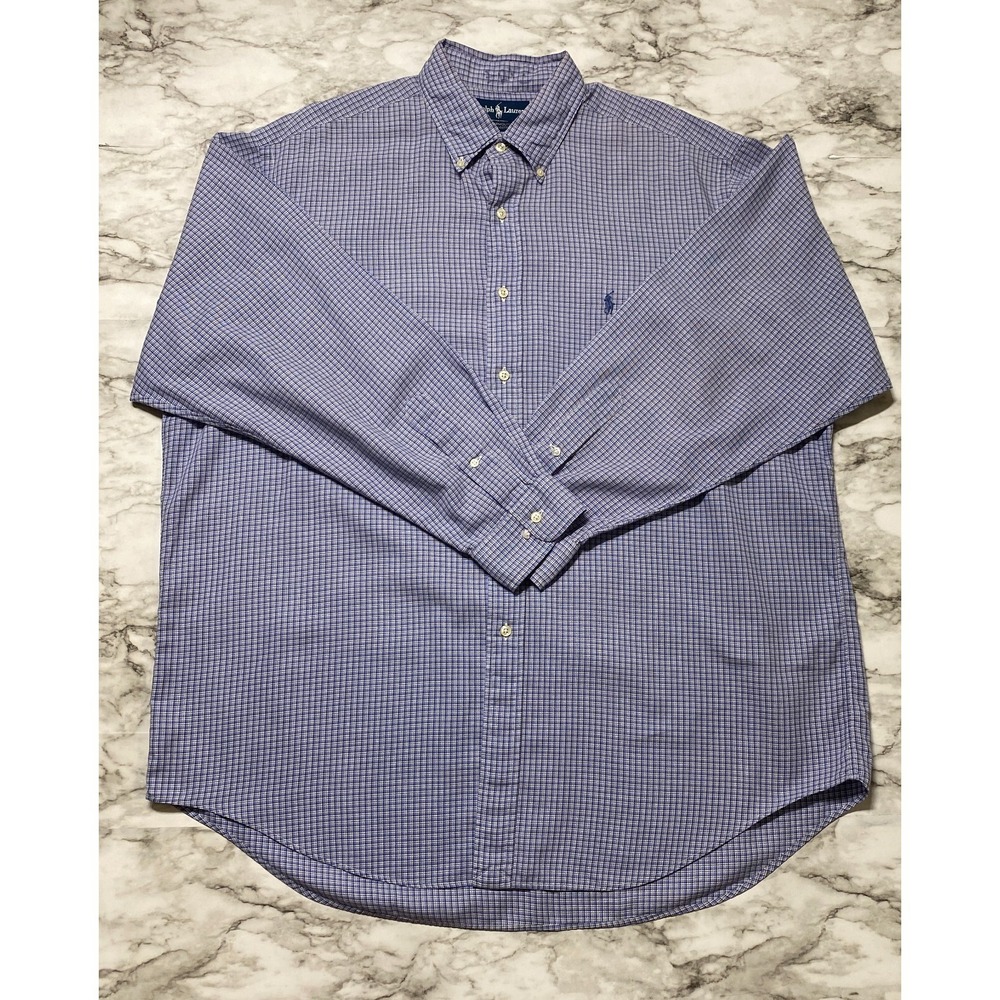 Ralph Lauren Yarmouth Mens Shirt Size Chest 28"x Length 34.5" Long Sleeve Plaid